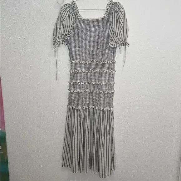 LOVESHACKFANCY THEA DRESS - STRIPE Navy/White Large - Picture 7 of 15